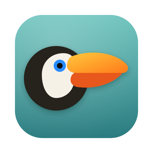 Retoucan app icon, a toucan on a teal square
